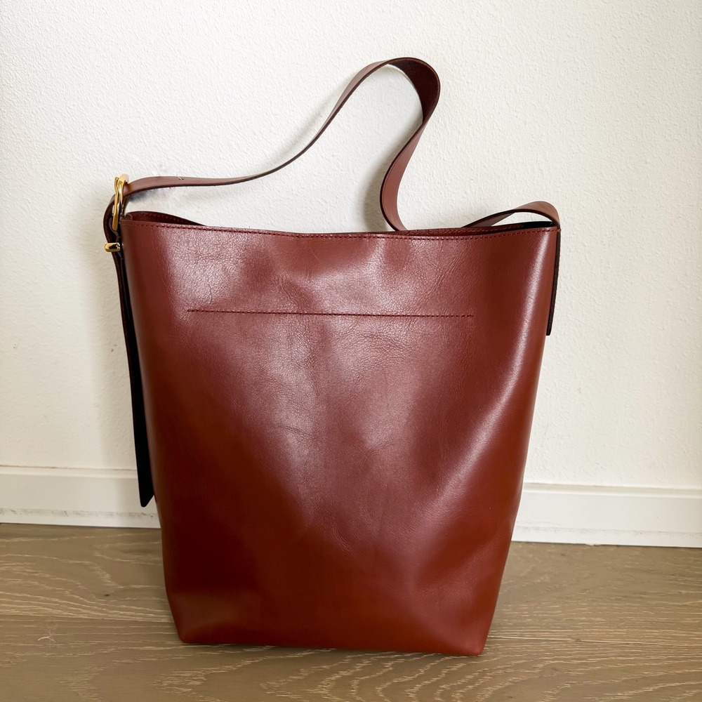 Madewell The Essential Bucket Tote Chocolate Brown Leather Bag Career Boho - Picture 6 of 12